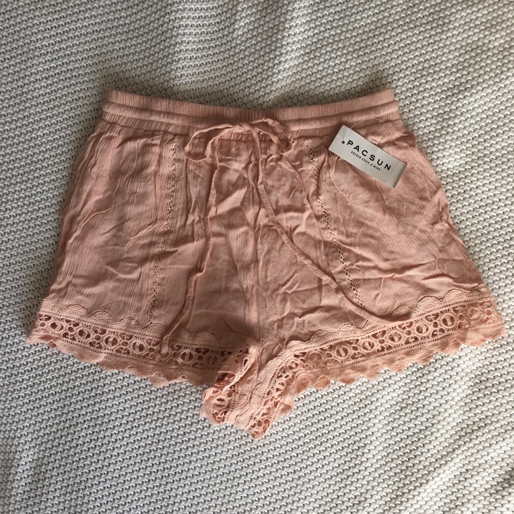 Pacsun Me to We Pink Crochet High Waisted Shorts